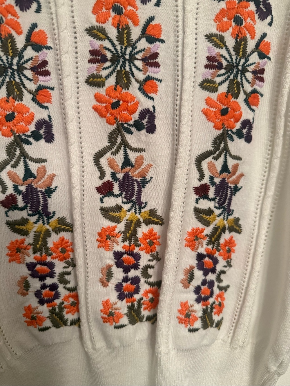 Boheme Embroidered Floral Knit Top medium $68 shirt sweater Anthropologie - Picture 4 of 5